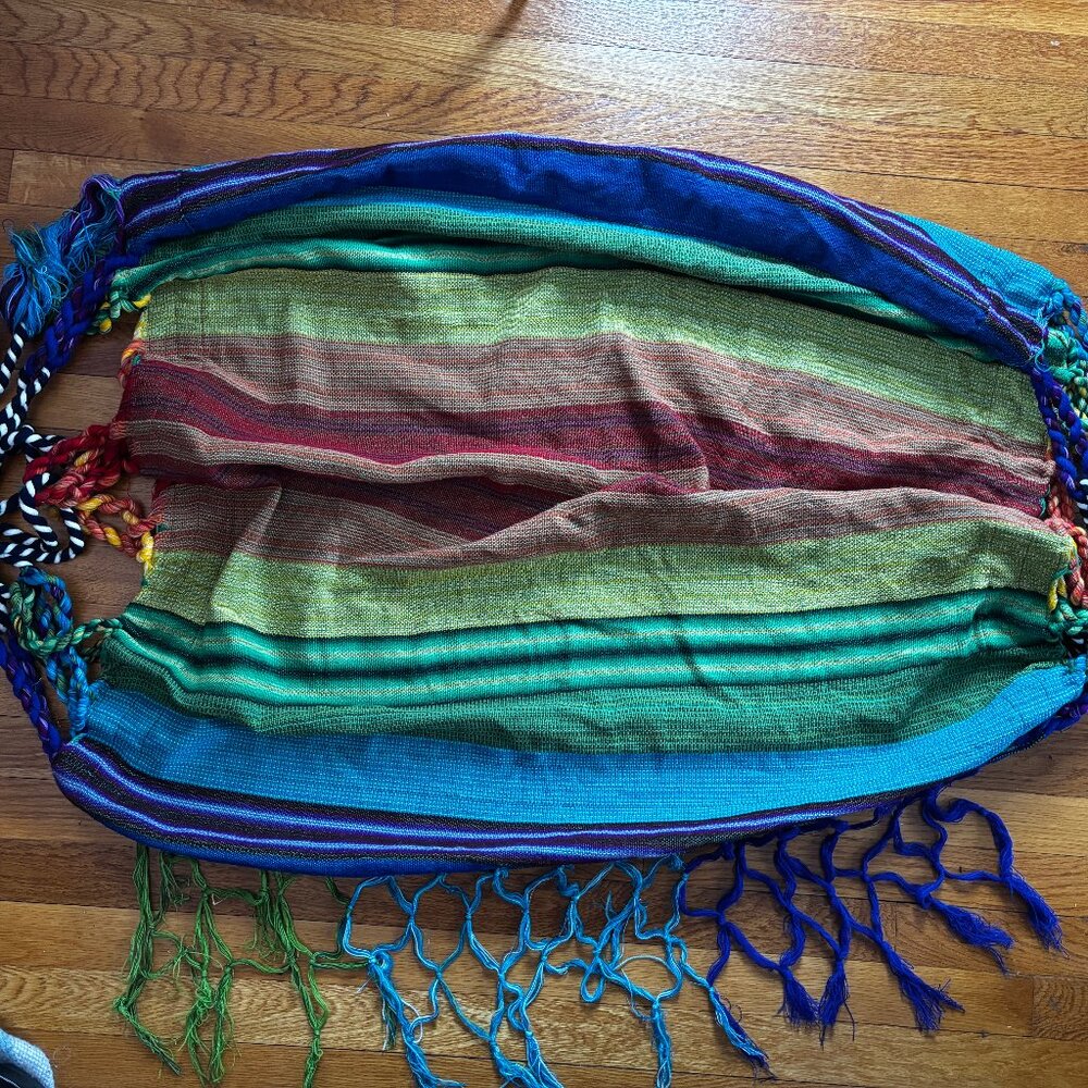 Colorful Rainbow Striped Ecuadorian Woven Hammock